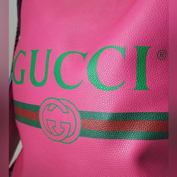 Gucci Pink Leather Drawstring Backback with witch pouch🔥 - Picture 3 of 15